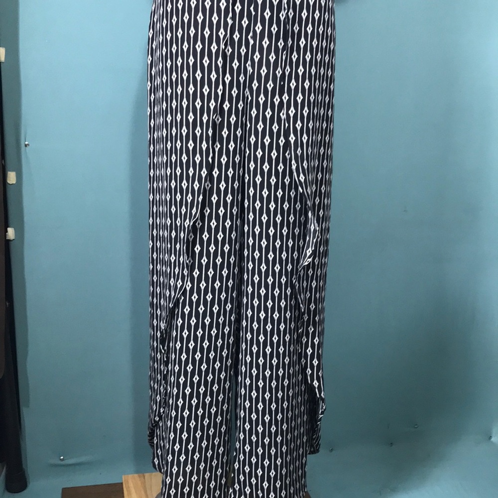 Layered breezy boho hippie pants black and white M